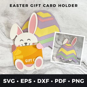 Ostergeschenk Kartenhalter, Osterhase Verstecken im Ei svg, DIY Osterkarte, Osterhase Geschenkkartenhalter, Cute Cut File, Osterschnittdatei