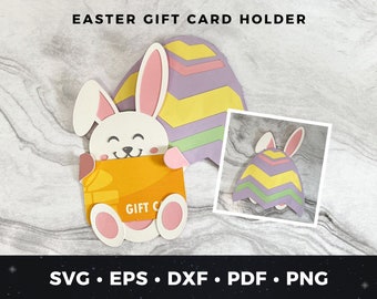 Titolare della carta regalo di Pasqua in formato SVG, coniglietto di Pasqua nascosto nell'uovo in formato SVG, cartolina di Pasqua fai da te, titolare della carta regalo del coniglietto di Pasqua, file di taglio carino, file di taglio di Pasqua