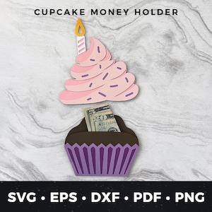 Porta soldi cupcake svg, Porta soldi compleanno svg, Biglietto di compleanno fai da te, Porta soldi compleanno, Biglietto di denaro cupcake svg Fai da te Carta artigianale
