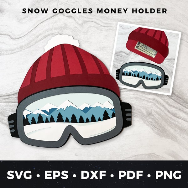 Skiing Money Holder svg, Snowboarding Money Holder svg, Ski Mountain Money Holder svg, Ski Goggles Money Holder svg, Snowboard Money Gift