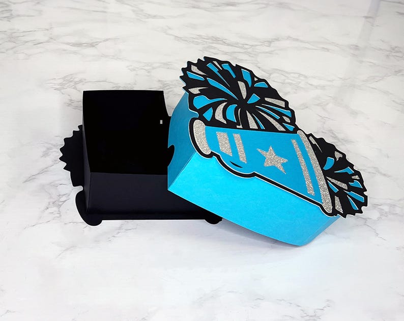 Cheerleader Gift Box SVG, 3D Cheer Favor Box Template, Pep Rally Party ...