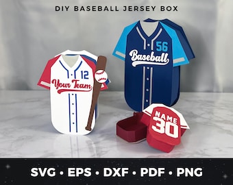 Baseball Jersey SVG DXF Gift Box & Card Holder Template Bundle, 3D Team Treat and Favor Boxes for Coach
