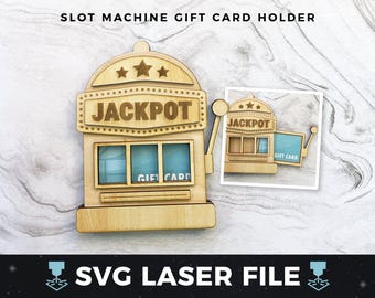 Porta carte regalo per slot machine svg, Porta carte regalo fai da te per casinò, Soldi da gioco / Porta carte regalo in legno laser SVG, File PDF pronto per il taglio laser
