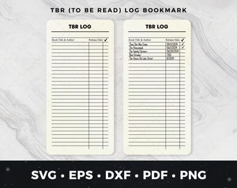 TBR Log Bookmark svg, To-Be-Read Tracker, DIY Book Lover Gift, Reading Goals Bookmark, Printable Book Tracker pdf, Reading Log List pdf