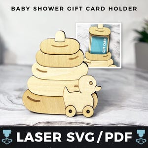 Kraamcadeau kaarthouder laser SVG, baby speelgoed cadeaukaarthouder pdf, DIY kraamcadeau, nieuwe baby cadeau, laser hout cadeaukaarthouder svg