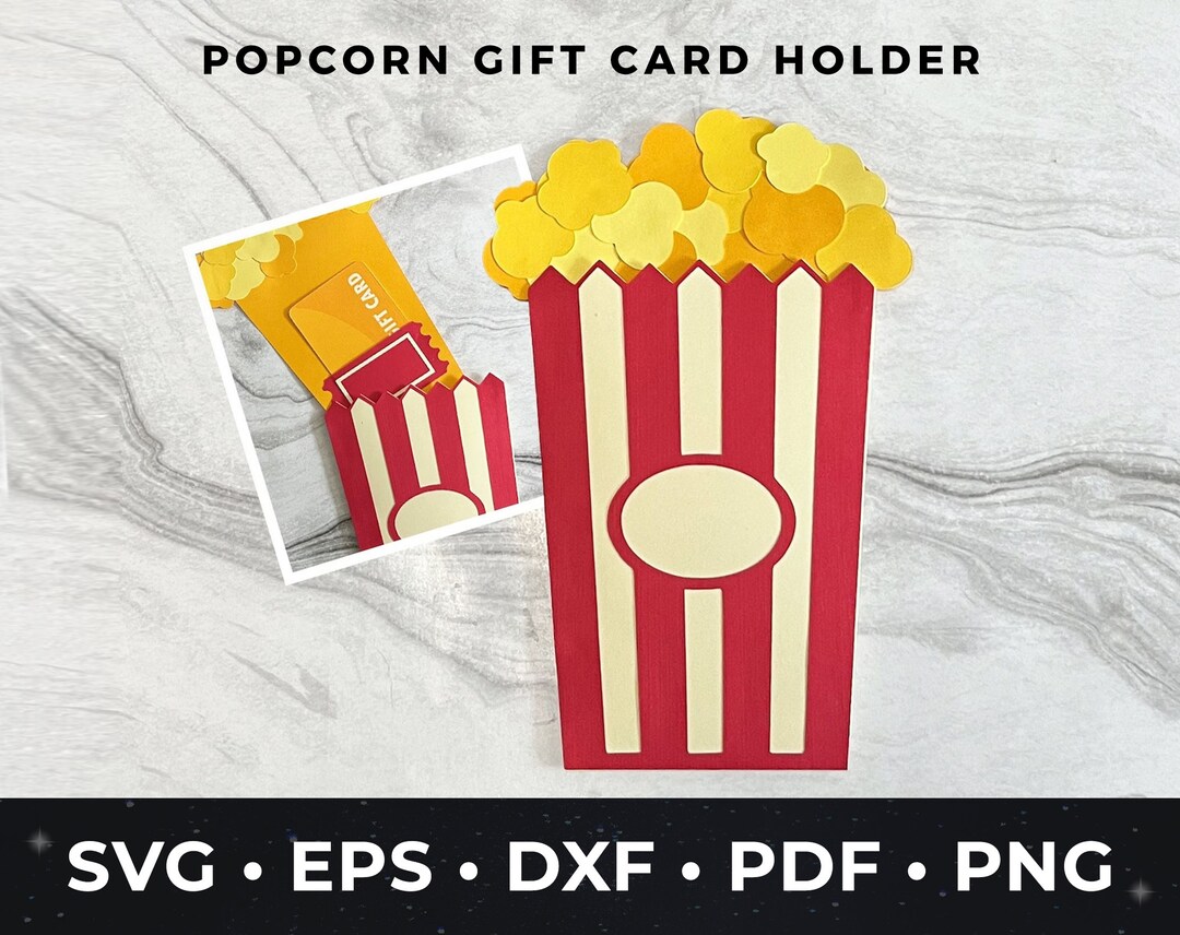 Popcorn Gift Card Holder Template Movie Gift DIY Popcorn Etsy
