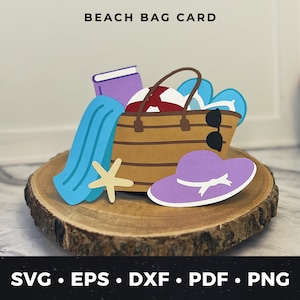 Cartão de bolsa de praia svg, Cartão de felicitações de bolsa de praia svg, Cartão de aniversário faça você mesmo, Cartão de verão svg, Cartão de aniversário de bolsa de praia, Cartão de amante de praia svg, Praia