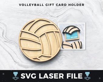 Volleyball Gift Card Holder SVG, Volleyball Coach Gift, Volleyball Team svg | Laser Wood Gift Card Holder SVG, Laser Ready Cut File svg, PDF