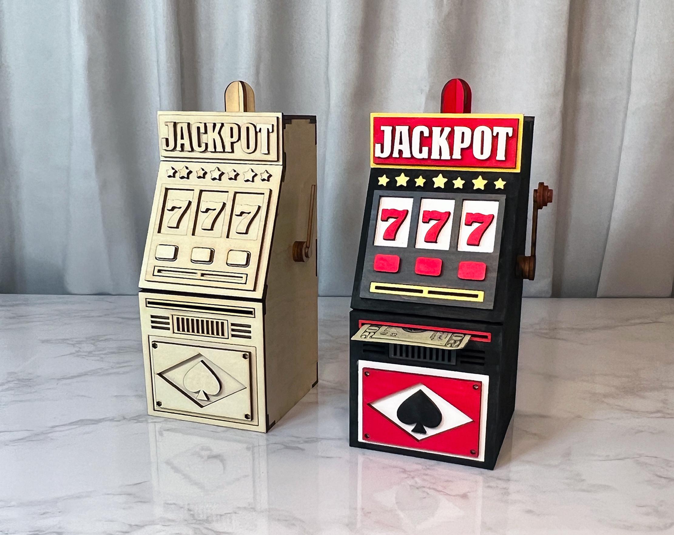 Slot Machine Money Box Laser Cut File, 3D Casino Favor SVG, Vegas Party ...