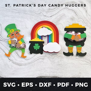 Set of 3 St. Patrick&#39;s Day Candy Huggers, St Patrick&#39;s Day Favors, Leprechaun Candy Holder, Irish Candy Holder, Pot Of Gold Candy Holder