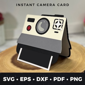 Tarjeta de cumpleaños con cámara instantánea, tarjeta con cámara DIY svg, tarjeta Polaroid svg, cámara instantánea svg, archivo de corte de cámara, Polaroid svg, tarjeta con cámara svg 01