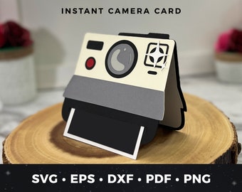 Instant Camera Birthday Card, DIY Camera Card svg, Polaroid Card svg, Instant Camera svg, Camera Cut File, Polaroid svg, Camera Card svg 01