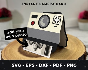 Instant Camera Birthday Card, DIY Camera Card svg, Polaroid Card svg, Instant Camera svg, Camera Cut File, Polaroid svg, Camera Card svg 02