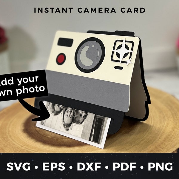 Instant Camera Birthday Card, DIY Camera Card svg, Polaroid Card svg, Instant Camera svg, Camera Cut File, Polaroid svg, Camera Card svg 02