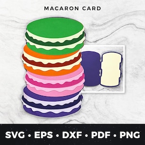 Macaron Greeting Card SVG, French Pastry Card SVG, Dessert Lover Card, DIY Macaron Birthday Card, Sweet Treat Card, Macaron Gift Card pdf