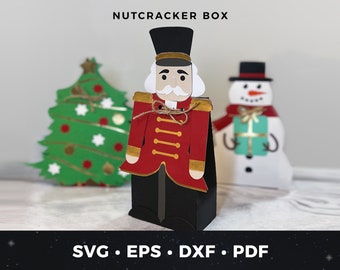 Nutcracker Gift Box svg, Christmas Gift Box SVG Cut File, DIY Christmas Favor Box, Holiday Gift Box svg, DIY Gift Box svg, Nutcracker png