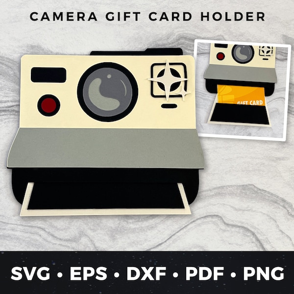 Instant Camera Gift Card Holder, DIY Camera Card, Polaroid Gift Card Holder, Instant Camera svg, Camera Cut File, Polaroid svg, Camera Card