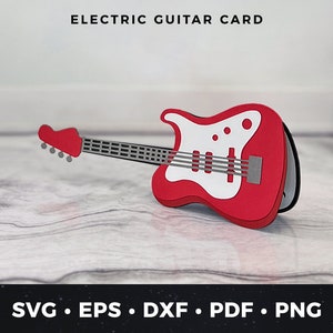 Guitare électrique carte de voeux svg, fichier de coupe guitare carte svg, carte de cours de guitare, guitare svg, guitare carte-cadeau svg, carte guitare bricolage pdf eps