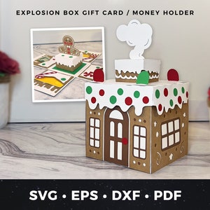 Caja explosiva para tarjetas de regalo, caja para dinero, caja para regalo de Navidad, caja explosiva para vacaciones, archivo de corte SVG
