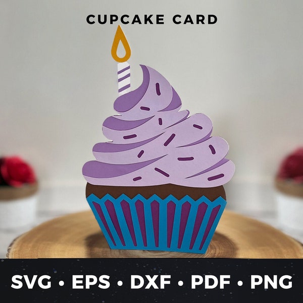 Cupcake Birthday Card SVG, Cupcake Birthday Card, Birthday Card Download, DIY Cupcake Card, Birthday Card Cut File, Cupcake Cut File