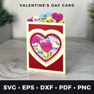 Tarjeta SVG de corazones de conversación de San Valentín, tarjeta de felicitación de amor, regalo de San Valentín hecho a mano, tarjeta de corazones de caramelo, tarjeta romántica SVG, lindo PDF de San Valentín