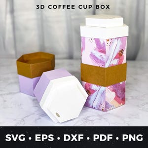 Coffee Cup Gift Box SVG, 3D Hot Drink Cup Template, To Go Cup Favor Box, Latte Cup SVG, diy Paper Coffee Cup Craft, Hot Cup Treat Box pdf