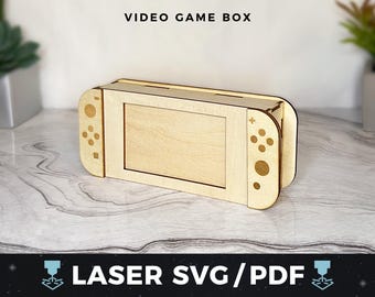 Video Game Box Laser SVG, DIY Gaming Favor Box PDF, Laser Wood Video Game Box, Gamer Favors, Gamer Gift, Laser Ready Cut File svg pdf