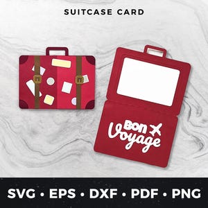 Valise carte de voeux SVG, carte de voyage, bricolage carte de valise, carte de vacances SVG, carte-cadeau aventure, carte d'anniversaire valise pdf