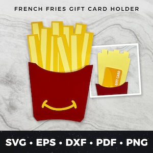 Portatarjetas de regalo de papas fritas svg, Portamonedas de papas fritas svg, Portatarjetas de regalo de comida rápida svg, Tarjeta de cumpleaños de papas fritas svg, Tarjeta de papas fritas svg