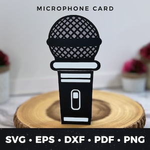 Tarjeta de micrófono svg, Tarjeta de cumpleaños de micrófono svg, Archivo de corte de micrófono, Cantante svg, Tarjeta de micrófono, Regalo para cantante, Tarjeta DIY para cantantes