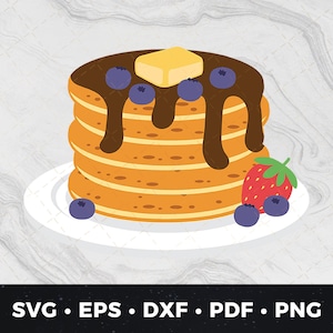 Pfannkuchen, Frühstück Clipart, Stapel Pfannkuchen Schnittdatei, DIY Brunch Vektor, Pfannkuchensirup Grafik, Lebensmittel Print, Waffeln