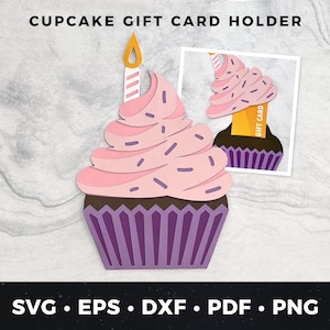 Cupcake Geschenkkartenhalter, Geburtstagsgeschenkkartenhalter svg, DIY Geburtstagskarte, Bday Geschenkkartenhalter, Cup Cake Geschenkkarte svg DIY Papier Handwerk