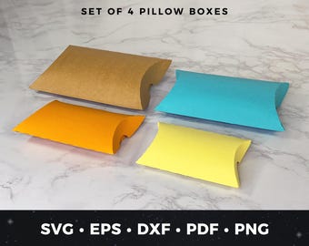 Paquete SVG de caja de almohada, plantilla de caja de regalo de papel para armar, porta tarjetas de regalo, caja de almohada SVG para armar, empaque de regalos, cajas de regalo sencillas en PDF