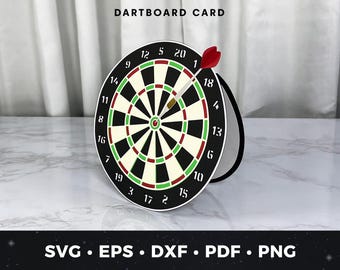 Dartboard Greeting Card SVG, DIY Sports Card Template pdf, Bullseye Birthday Card Cut File, Cricut Layered Dartboard Card SVG, Darts Gift