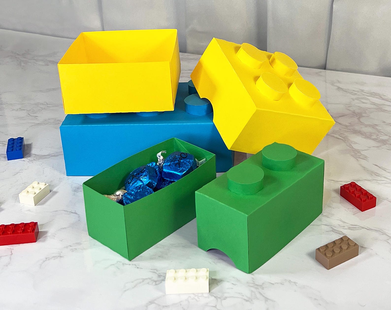 Building Brick Gift Box SVG Set of 3, 3D Brick Favor Box Template PDF ...