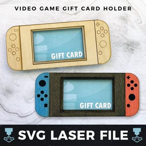 Portatarjetas de regalo para videojuegos, portatarjetas de regalo para Switch, portatarjetas de regalo para gamers, portatarjetas de regalo de madera para láser SVG, archivo cortado con láser SVG, PDF