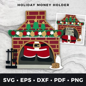 Weihnachten Geldhalter svg, Santa Kamin Geldhalter svg, Weihnachten Santa Geldhalter svg, Weihnachtsgeld schneiden Datei, Weihnachtsgeschenk svg