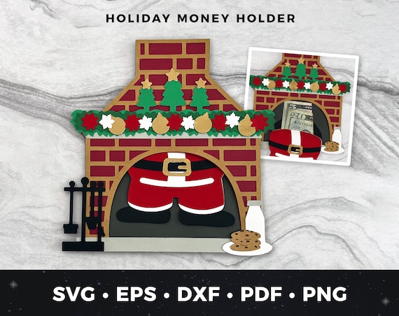Christmas Money Holder svg, Santa Fireplace Money Holder svg, Christmas Santa Money Holder svg, Christmas Money Cut File, Christmas Gift svg