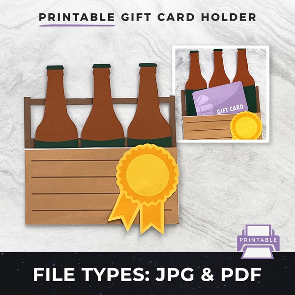 Printable Beer Gift Card Holder pdf, DIY Beer Lover Gift Card jpg | DIY Print at Home Gift Card Holder, Printable Gift Card Holder pdf png