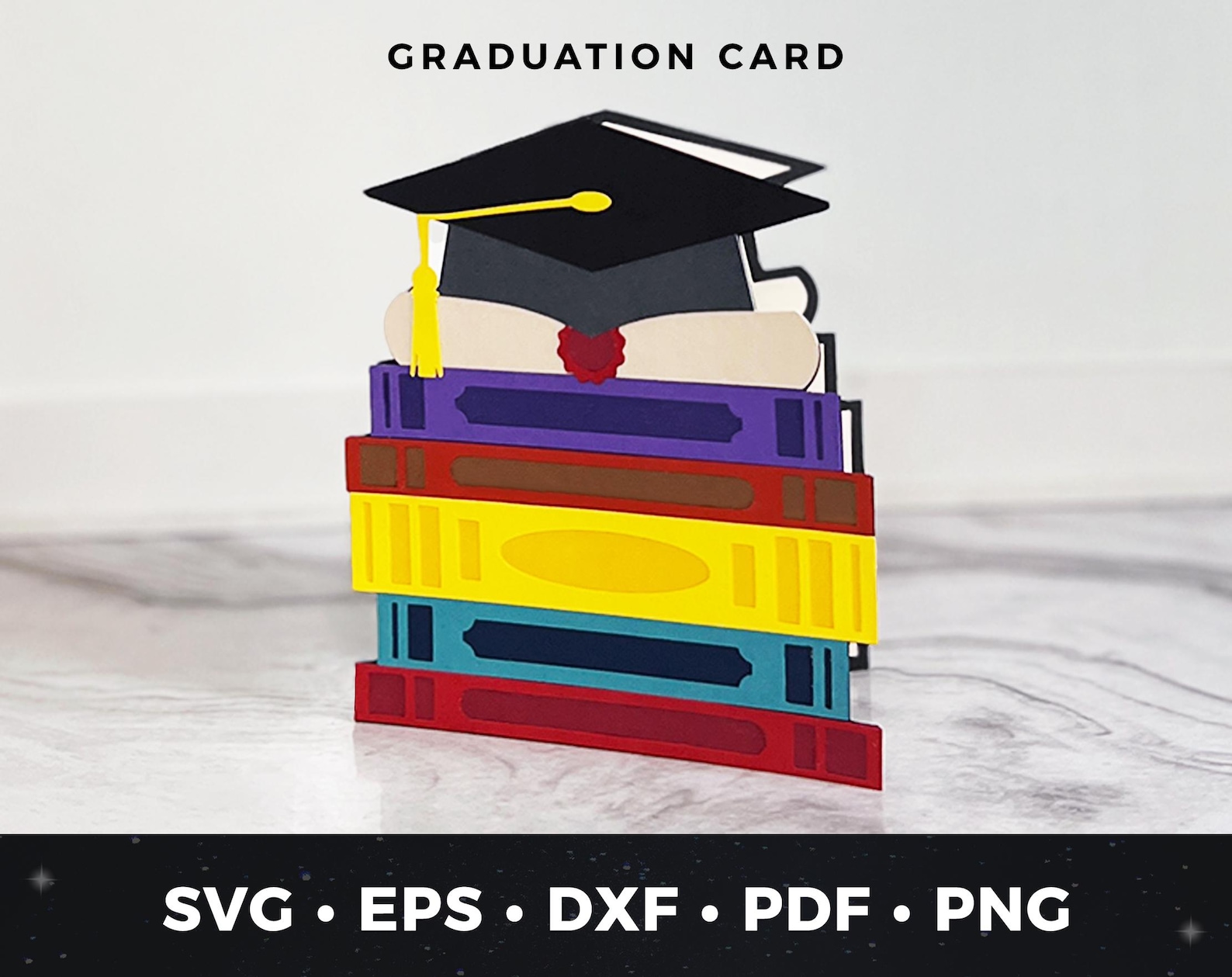 Graduation Books Greeting Card SVG, Grad Book Card SVG, Graduation ...
