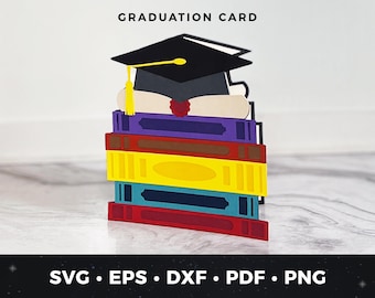 Graduation Books Greeting Card SVG, Grad Book Card SVG, Graduation Congrats Card, DIY Graduation Gift Card, Academic Books Card, School pdf