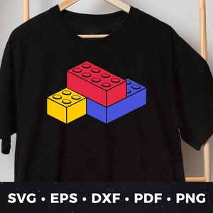 Customizable Building Block SVG | DIY Toy Brick Shirt Design | Kids&#39; Toy Block Cut File | Brick Building Printable | Bricks Clipart 04