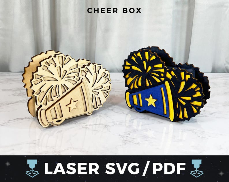 Cheerleader Gift Box Laser Cut File, Cheer Favor Box SVG, Pep Rally ...