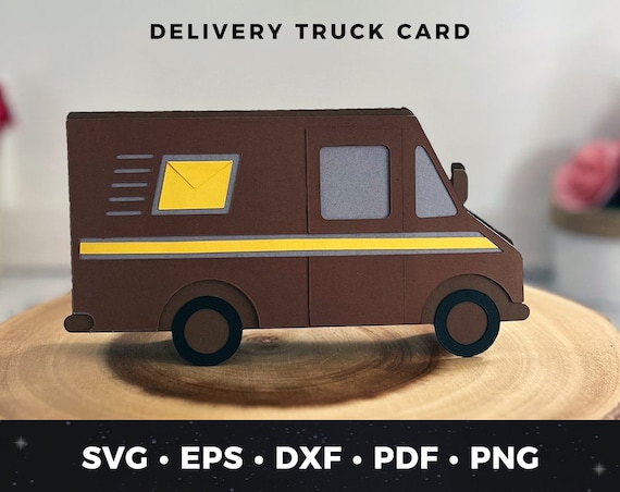 Delivery Truck Card Template, Delivery Driver Gift, Delivery Cut File, Mail Carrier Cut File, UPS Inspired truck Card, UPS inspired svg