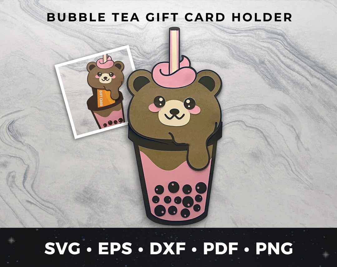 Bubble Tea Gift Card Holder Svg Boba Tea Gift Card Holder Etsy