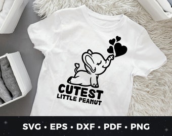 Baby Elephant Onesie svg, Little Peanut Onesie, Cute Baby Onesie svg, Animal Baby Onesie svg, DIY Onesie svg, Funny Onesie svg Kid Shirt svg