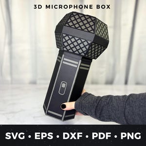 Microphone Gift Box SVG, 3D Music Favor Box Template, DIY Singer Gift Box PDF, Paper Mic Craft, Music Party Box, Karaoke Gift svg