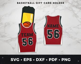 Basketball Jersey Gift Card Holder SVG, Basketball Card, Sports Gift Card Holder, Cricut Basketball Cut File, DIY Basketball Card