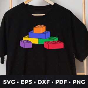 Customizable Building Block SVG | DIY Toy Brick Shirt Design | Kids&#39; Toy Block Cut File | Brick Building Printable | Bricks Clipart 02