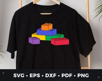 Customizable Building Block SVG | DIY Toy Brick Shirt Design | Kids' Toy Block Cut File | Brick Building Printable | Bricks Clipart 02